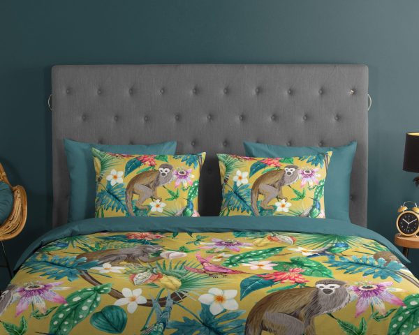 Good Morning Dekbedovertrek "jungle print" - Oker - (240x200/220 cm) - Katoen - Afbeelding 3