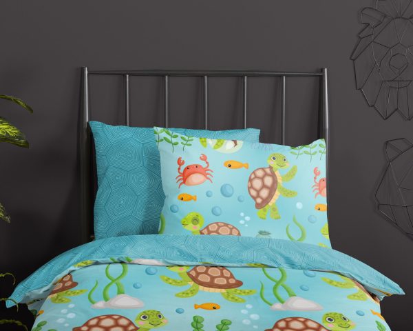 Good Morning Kinderdekbedovertrek "schildpad" - Blauw - (140x200/220 cm) - Katoen - Afbeelding 3