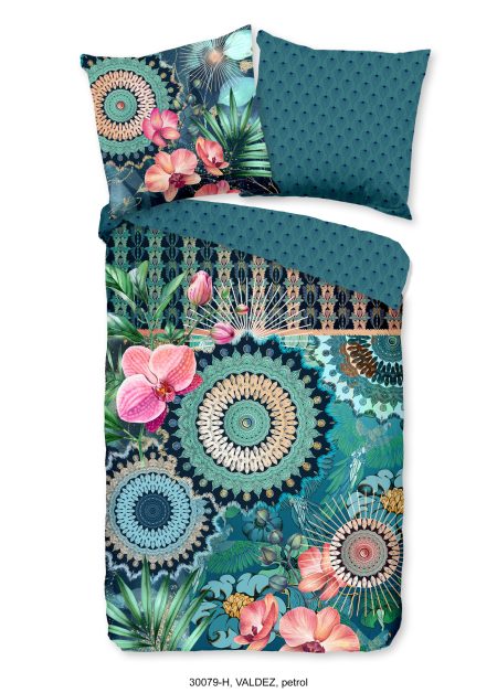 HIP Dekbedovertrek "mandala's en bloemen" - Petrol - (155x220 cm) - Katoen Satijn