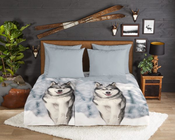 Good Morning Dekbedovertrek "husky hond" - Grijs - (140x200 cm) - Katoen Flanel - Afbeelding 2
