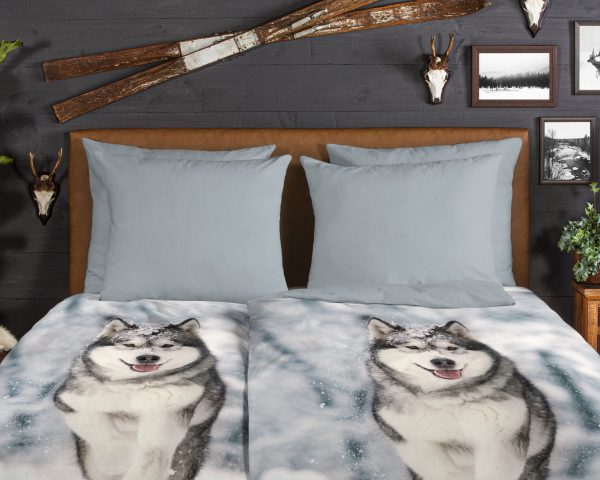 Good Morning Dekbedovertrek "husky hond" - Grijs - (140x200 cm) - Katoen Flanel - Afbeelding 3