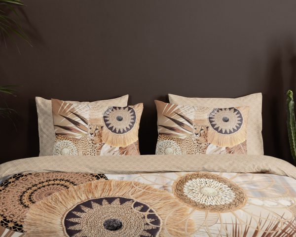 HIP Dekbedovertrek "mandala's en een luipaard" - Taupe - (200x200/220 cm) - Katoen Satijn - Afbeelding 3