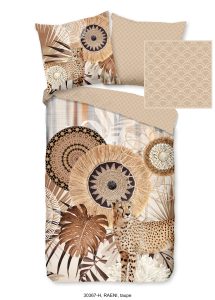 HIP Dekbedovertrek "mandala's en een luipaard" - Taupe - (135x200 cm) - Katoen Satijn