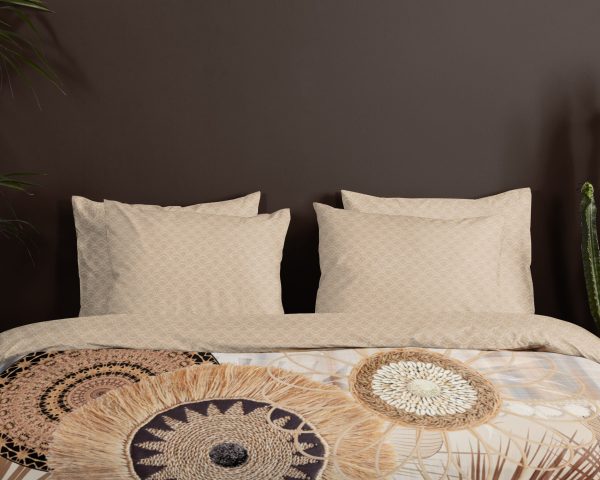 HIP Dekbedovertrek "mandala's en een luipaard" - Taupe - (140x200 cm) - Katoen Satijn - Afbeelding 3