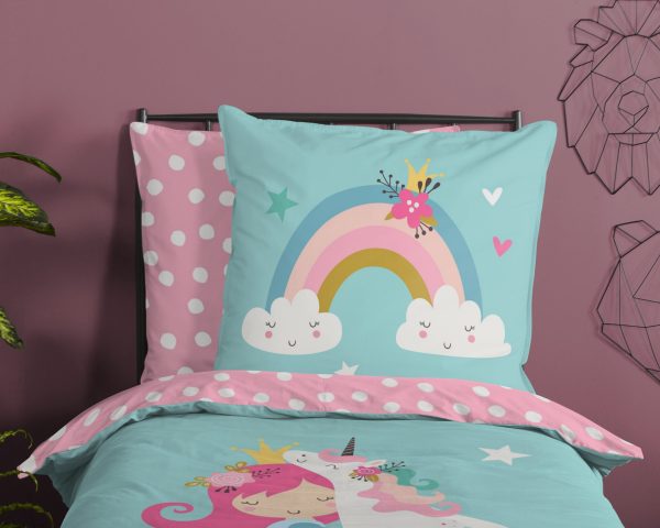 Good Morning Kinderdekbedovertrek "eenhoorn met regenboog" - Multi - (135x200 cm) - Katoen - Afbeelding 3