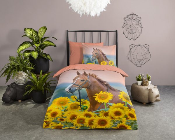 Good Morning Kinderdekbedovertrek "paard met zonnebloemen" - Multi - (140x200/220 cm) - Katoen - Afbeelding 2