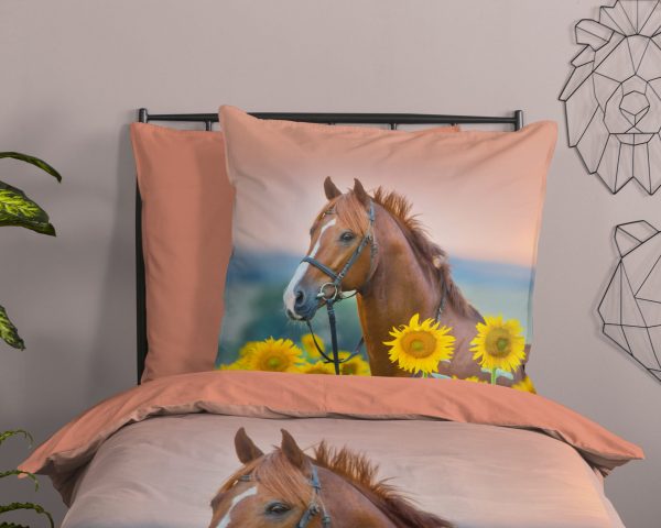 Good Morning Kinderdekbedovertrek "paard met zonnebloemen" - Multi - (135x200 cm) - Katoen - Afbeelding 3