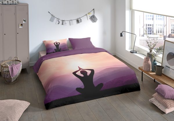 Pure Dekbedovertrek "yoga / buddha" - Paars - (135x200 cm) - Microfiber - Afbeelding 2