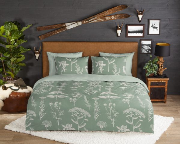 Good Morning Dekbedovertrek "bloemen" - Groen - (260x200/220 cm) - Katoen Flanel - Afbeelding 2