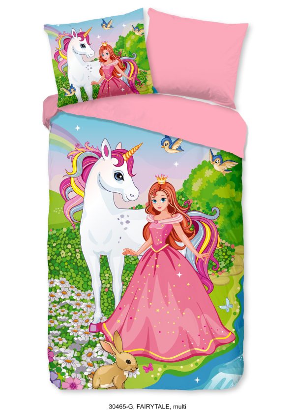 Good Morning Kinderdekbedovertrek "eenhoorn en prinses" - Multi - (140x200/220 cm) - Katoen