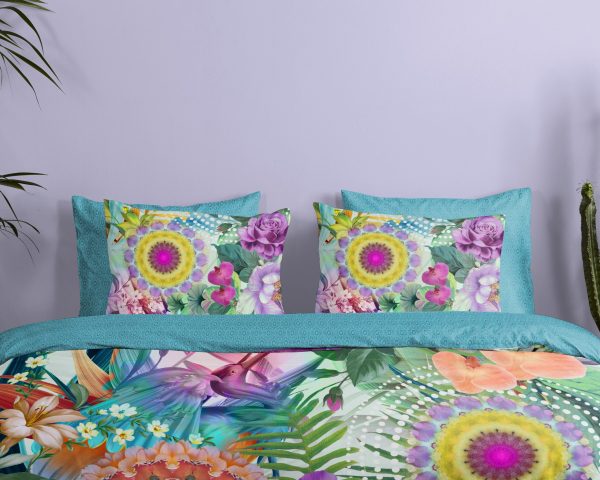 HIP Dekbedovertrek "mandala's, bloemen en vogels" - Multi - (200x200/220 cm) - Katoen Satijn - Afbeelding 3