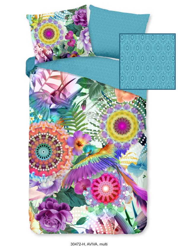 HIP Dekbedovertrek "mandala's, bloemen en vogels" - Multi - (155x220 cm) - Katoen Satijn