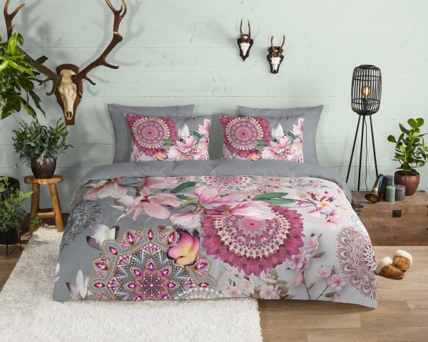 HIP Dekbedovertrek "mandala's en magnolia bloemen" - Multi - (140x200/220 cm) - Katoen Flanel - Afbeelding 2