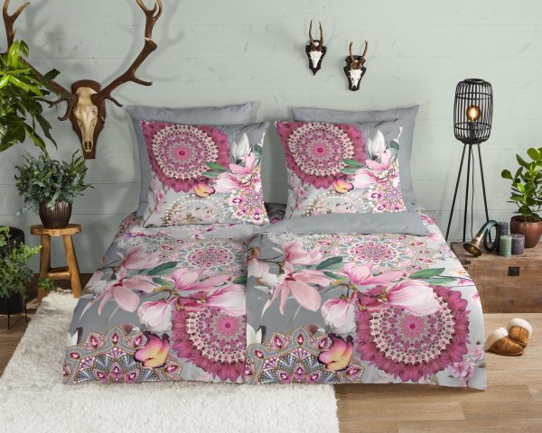 HIP Dekbedovertrek "mandala's en magnolia bloemen" - Multi - (155x220 cm) - Katoen Flanel - Afbeelding 2