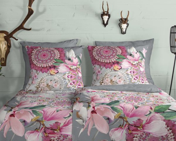 HIP Dekbedovertrek "mandala's en magnolia bloemen" - Multi - (155x220 cm) - Katoen Flanel - Afbeelding 3