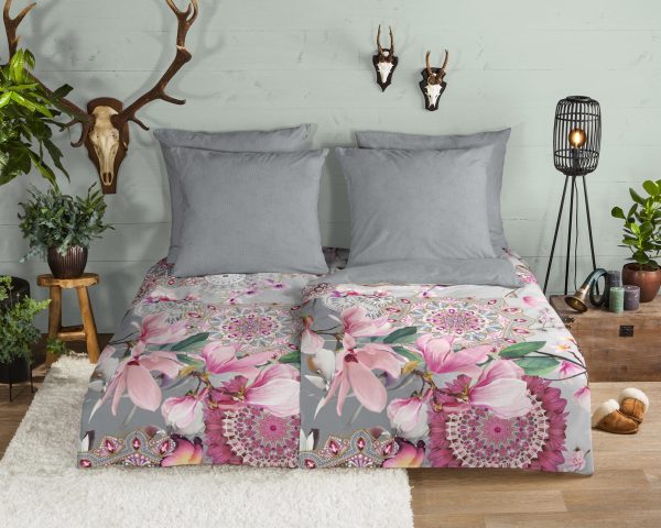 HIP Dekbedovertrek "mandala's en magnolia bloemen" - Multi - (140x200 cm) - Katoen Flanel - Afbeelding 2
