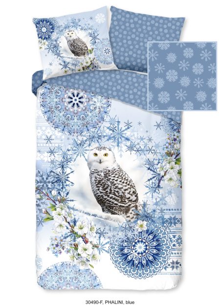 HIP Dekbedovertrek "mandala's en een sneeuwuil" - Blauw - (140x200/220 cm) - Katoen Flanel