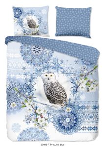 HIP Dekbedovertrek "mandala's en een sneeuwuil" - Blauw - (240x200/220 cm) - Katoen Flanel