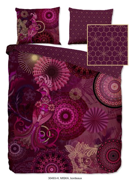 HIP Dekbedovertrek "mandala's en bloemen" - Bordeaux - (240x200/220 cm) - Katoen Satijn