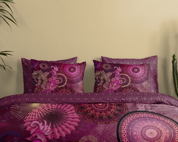 HIP Dekbedovertrek "mandala's en bloemen" - Bordeaux - (240x200/220 cm) - Katoen Satijn - Afbeelding 3
