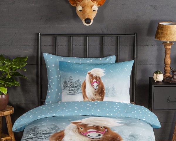 Good Morning Kinderdekbedovertrek "paard in de sneeuw" - Multi - (140x200/220 cm) - Katoen Flanel - Afbeelding 3