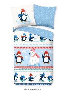 Good Morning Kinderdekbedovertrek "pinguins" - Multi - (135x200 cm) - Katoen Flanel
