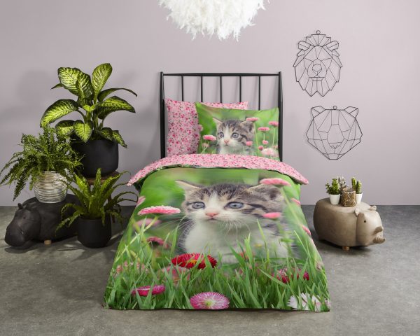 Good Morning Kinderdekbedovertrek "poes" - Multi - (140x200/220 cm) - Katoen - Afbeelding 2
