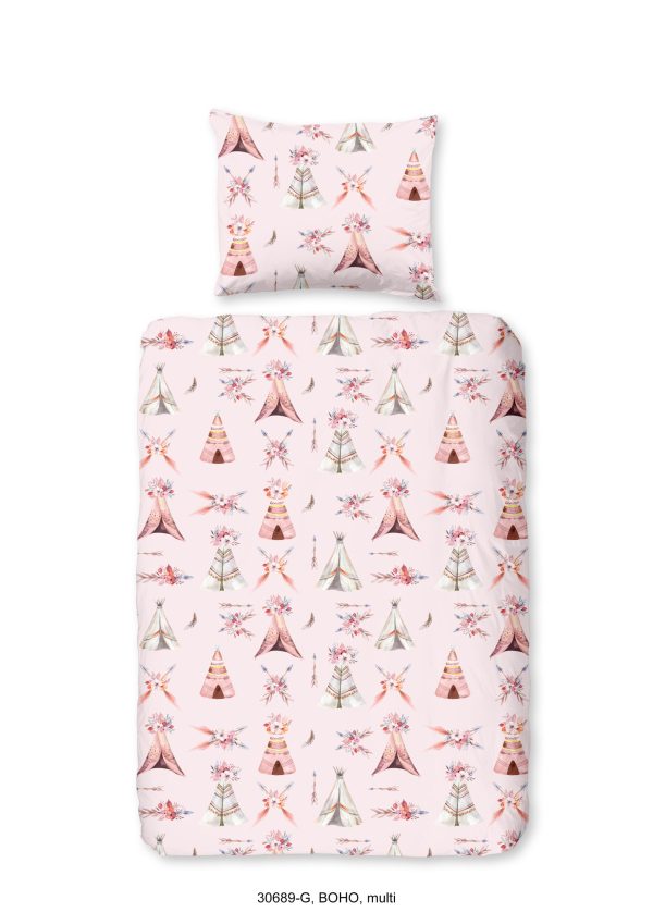 Good Morning Ledikant babydekbedovertrek "tipi-tenten / boho" - Multi - (100x135 cm) - Katoen