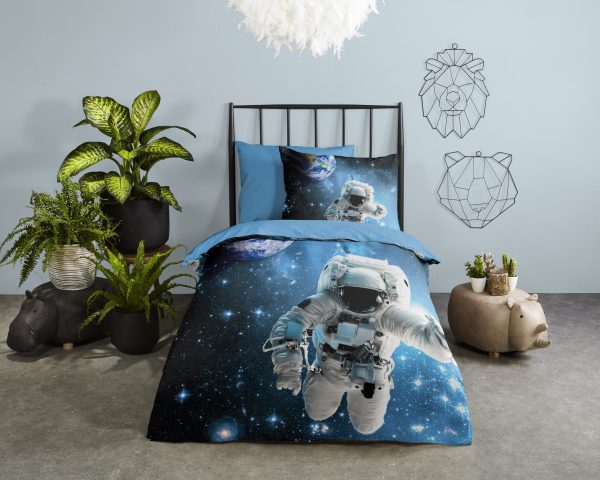 Good Morning Kinderdekbedovertrek "astronaut in de ruimte" - Blauw - (140x200/220 cm) - Katoen - Afbeelding 2