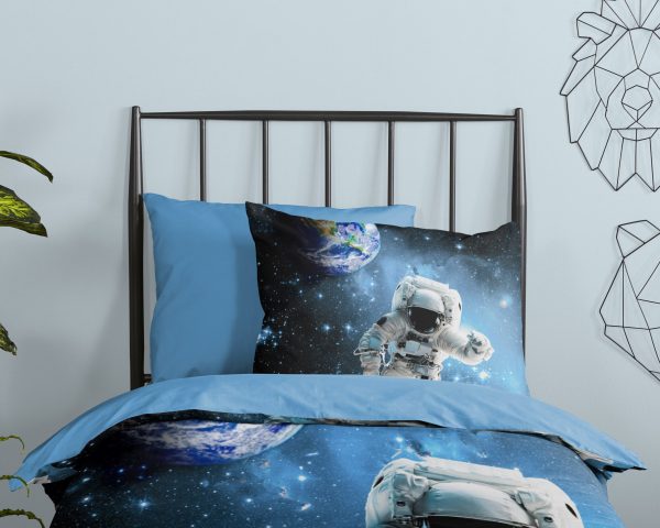 Good Morning Kinderdekbedovertrek "astronaut in de ruimte" - Blauw - (140x200/220 cm) - Katoen - Afbeelding 3