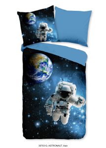 Good Morning Kinderdekbedovertrek "astronaut in de ruimte" - Blauw - (135x200 cm) - Katoen
