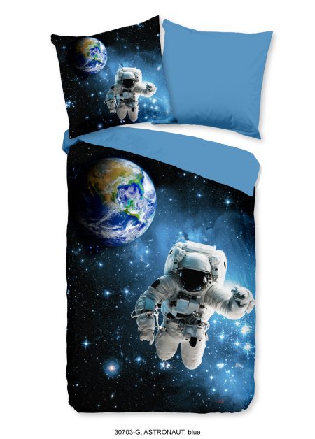 Good Morning Kinderdekbedovertrek "astronaut in de ruimte" - Blauw - (135x200 cm) - Katoen