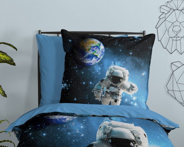 Good Morning Kinderdekbedovertrek "astronaut in de ruimte" - Blauw - (135x200 cm) - Katoen - Afbeelding 3