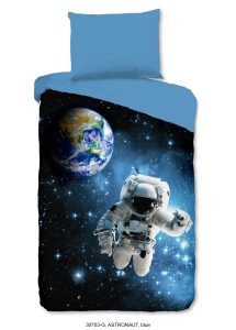 Good Morning Kinderdekbedovertrek "astronaut in de ruimte" - Blauw - (140x200 cm) - Katoen