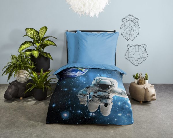 Good Morning Kinderdekbedovertrek "astronaut in de ruimte" - Blauw - (140x200 cm) - Katoen - Afbeelding 2