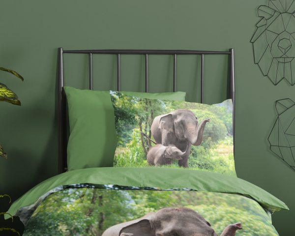 Good Morning Kinderdekbedovertrek "olifant" - Groen - (140x200/220 cm) - Katoen - Afbeelding 3