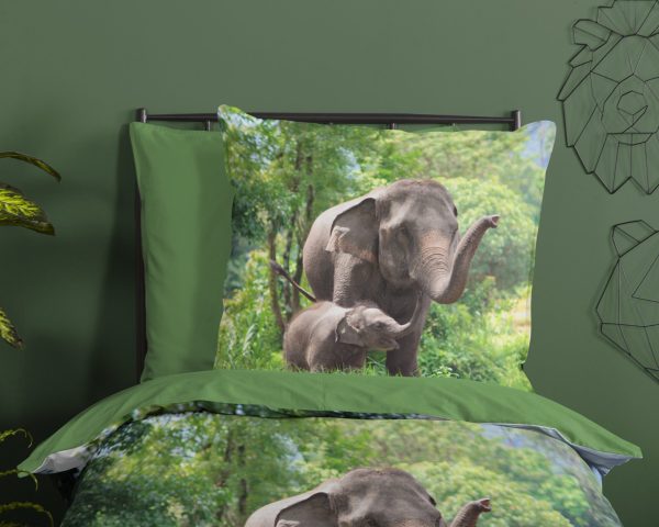 Good Morning Kinderdekbedovertrek "olifant" - Groen - (135x200 cm) - Katoen - Afbeelding 3