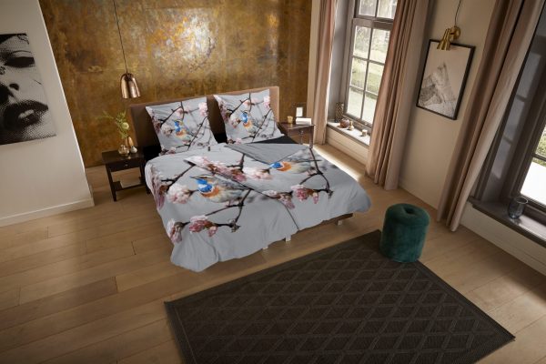 Pure Dekbedovertrek "blauwborst vogel" - Grijs - (135x200 cm) - Microfiber - Afbeelding 2