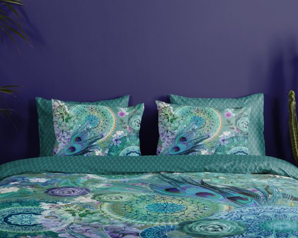 HIP Dekbedovertrek "mandala's en veren" - Groen - (240x200/220 cm) - Katoen Satijn - Afbeelding 3