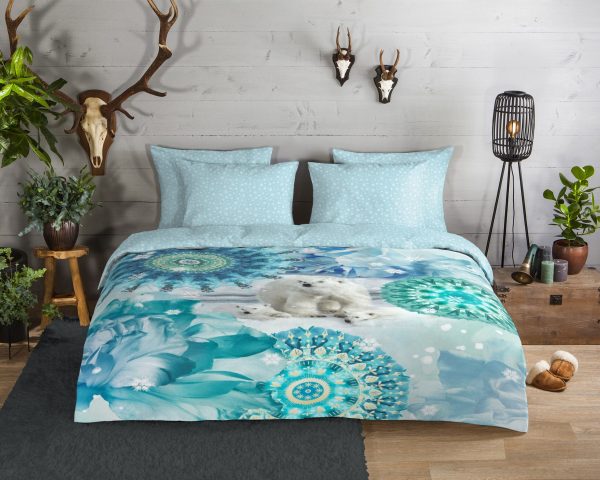 HIP Dekbedovertrek "mandala's en ijsberen" - Blauw - (140x200 cm) - Katoen Flanel - Afbeelding 2