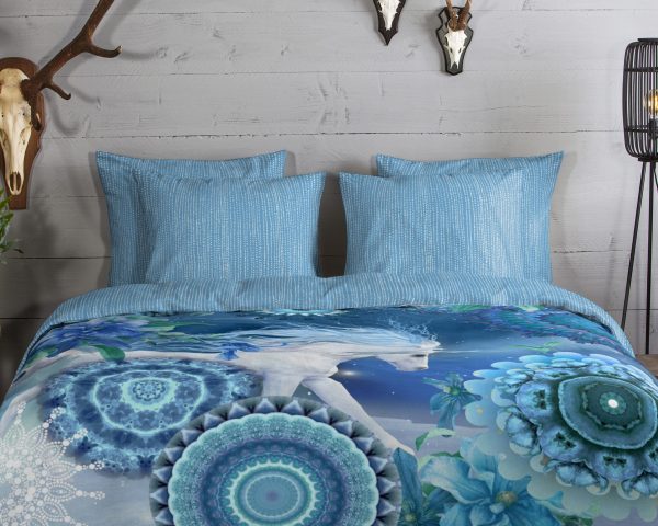 HIP Dekbedovertrek "mandala's en eenhoorn" - Blauw - (140x200 cm) - Katoen Flanel - Afbeelding 3
