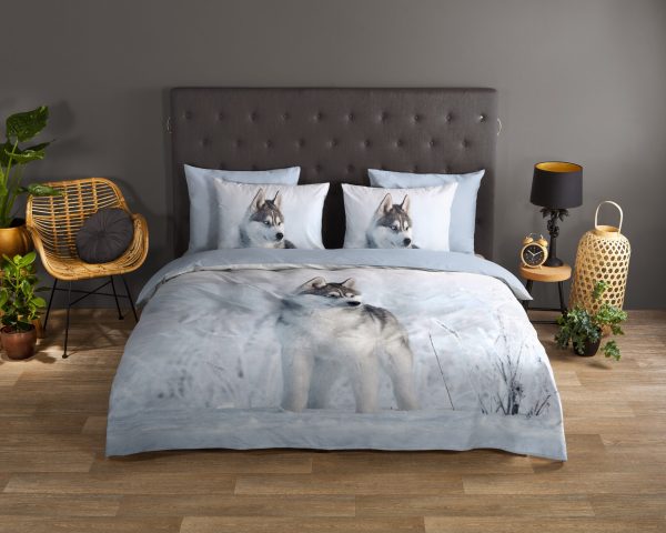 Good Morning Dekbedovertrek "husky hond" - Blauw - (200x200/220 cm) - Katoen - Afbeelding 2