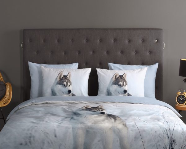 Good Morning Dekbedovertrek "husky hond" - Blauw - (200x200/220 cm) - Katoen - Afbeelding 3