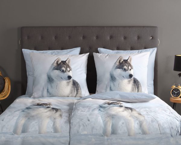 Good Morning Dekbedovertrek "husky hond" - Blauw - (200x200 cm) - Katoen - Afbeelding 3