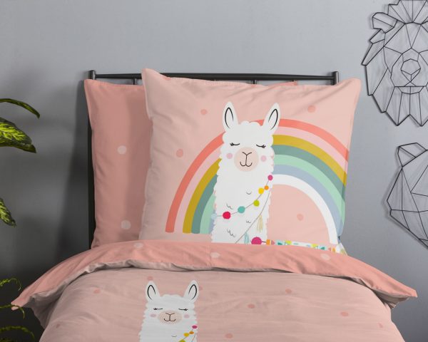 Good Morning Kinderdekbedovertrek "lama en regenboog" - Multi - (135x200 cm) - Katoen - Afbeelding 3