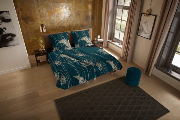 Pure Dekbedovertrek "gouden bladeren" - Groen - (135x200 cm) - Microfiber - Afbeelding 2