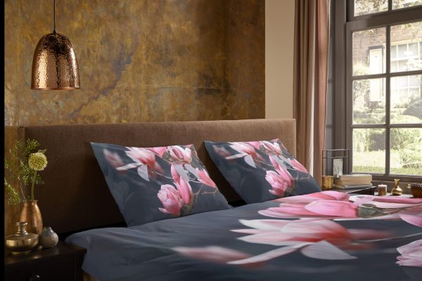 Pure Dekbedovertrek "magnolia bloemen" - Antraciet - (135x200 cm) - Microfiber - Afbeelding 3