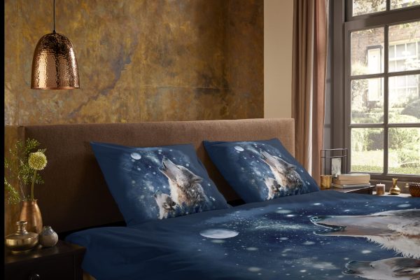 Pure Dekbedovertrek "wolf bij maanlicht" - Blauw - (135x200 cm) - Microfiber - Afbeelding 3