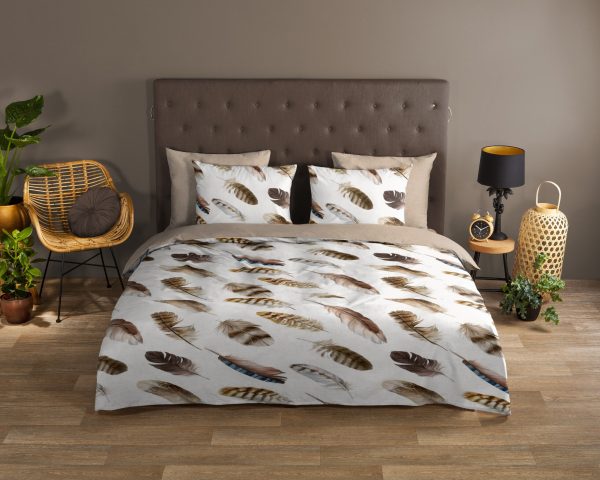 Good Morning Dekbedovertrek "veren" - Zand - (200x200/220 cm) - Katoen - Afbeelding 2
