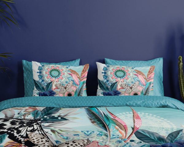 HIP Dekbedovertrek "mandala's en bloemen" - Aqua - (240x200/220 cm) - Katoen Satijn - Afbeelding 3
